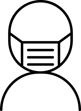Black and white face mask icon symbol vector illustration in minimal simple style graphic design element for modern artwork clean outline sketch flat pictogram abstract template contour editable isolated digital png format for web ui
