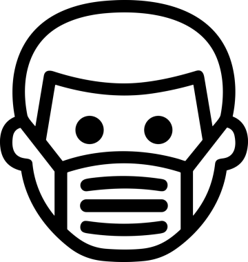 Black and white face mask icon symbol vector illustration in minimal simple style graphic design element for modern artwork clean outline sketch flat pictogram abstract template contour editable isolated digital png format for web ui