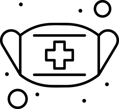 Black and white face mask icon symbol vector illustration in minimal simple style graphic design element for modern artwork clean outline sketch flat pictogram abstract template contour editable isolated digital png format for web ui