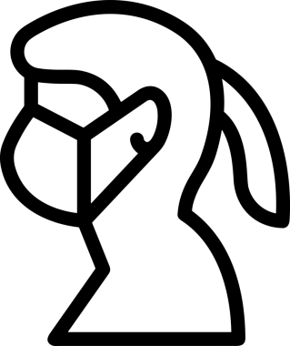 Black and white face mask icon symbol vector illustration in minimal simple style graphic design element for modern artwork clean outline sketch flat pictogram abstract template contour editable isolated digital png format for web ui