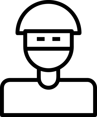 Black and white face mask icon symbol vector illustration in minimal simple style graphic design element for modern artwork clean outline sketch flat pictogram abstract template contour editable isolated digital png format for web ui