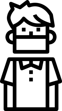 Black and white face mask icon symbol vector illustration in minimal simple style graphic design element for modern artwork clean outline sketch flat pictogram abstract template contour editable isolated digital png format for web ui