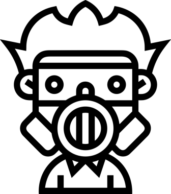 Black and white face mask icon symbol vector illustration in minimal simple style graphic design element for modern artwork clean outline sketch flat pictogram abstract template contour editable isolated digital png format for web ui