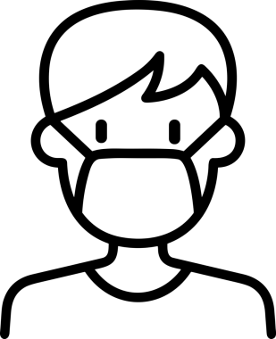 Black and white face mask icon symbol vector illustration in minimal simple style graphic design element for modern artwork clean outline sketch flat pictogram abstract template contour editable isolated digital png format for web ui