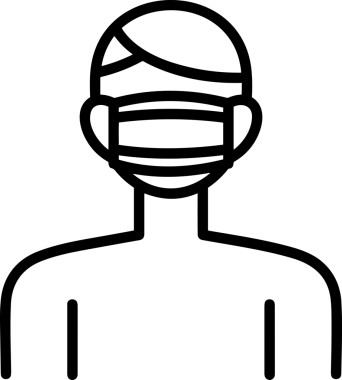 Black and white face mask icon symbol vector illustration in minimal simple style graphic design element for modern artwork clean outline sketch flat pictogram abstract template contour editable isolated digital png format for web ui