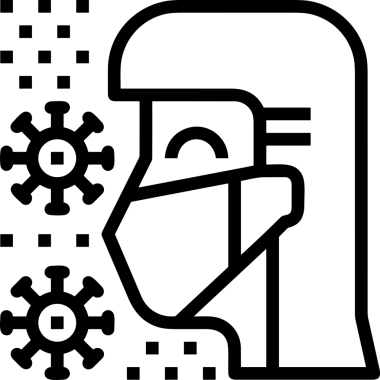 Black and white face mask icon symbol vector illustration in minimal simple style graphic design element for modern artwork clean outline sketch flat pictogram abstract template contour editable isolated digital png format for web ui