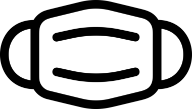 Black and white face mask icon symbol vector illustration in minimal simple style graphic design element for modern artwork clean outline sketch flat pictogram abstract template contour editable isolated digital png format for web ui
