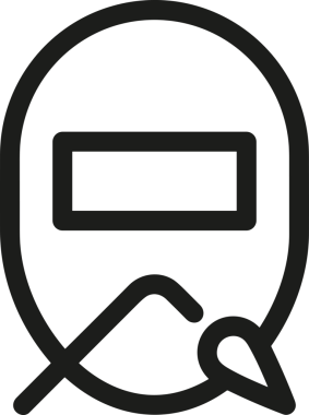 Black and white face mask icon symbol vector illustration in minimal simple style graphic design element for modern artwork clean outline sketch flat pictogram abstract template contour editable isolated digital png format for web ui