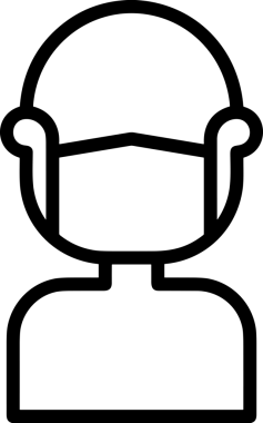 Black and white face mask icon symbol vector illustration in minimal simple style graphic design element for modern artwork clean outline sketch flat pictogram abstract template contour editable isolated digital png format for web ui