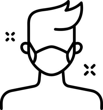 Black and white face mask icon symbol vector illustration in minimal simple style graphic design element for modern artwork clean outline sketch flat pictogram abstract template contour editable isolated digital png format for web ui