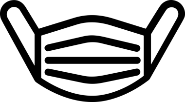 Black and white face mask icon symbol vector illustration in minimal simple style graphic design element for modern artwork clean outline sketch flat pictogram abstract template contour editable isolated digital png format for web ui
