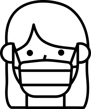 Black and white face mask icon symbol vector illustration in minimal simple style graphic design element for modern artwork clean outline sketch flat pictogram abstract template contour editable isolated digital png format for web ui