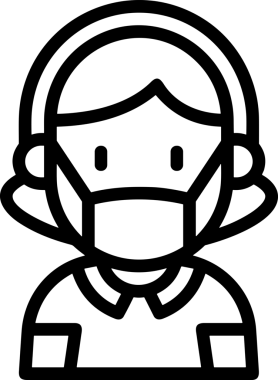 Black and white face mask icon symbol vector illustration in minimal simple style graphic design element for modern artwork clean outline sketch flat pictogram abstract template contour editable isolated digital png format for web ui