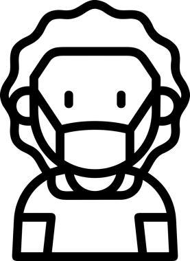 Black and white face mask icon symbol vector illustration in minimal simple style graphic design element for modern artwork clean outline sketch flat pictogram abstract template contour editable isolated digital png format for web ui