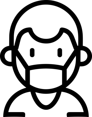 Black and white face mask icon symbol vector illustration in minimal simple style graphic design element for modern artwork clean outline sketch flat pictogram abstract template contour editable isolated digital png format for web ui