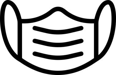 Black and white face mask icon symbol vector illustration in minimal simple style graphic design element for modern artwork clean outline sketch flat pictogram abstract template contour editable isolated digital png format for web ui