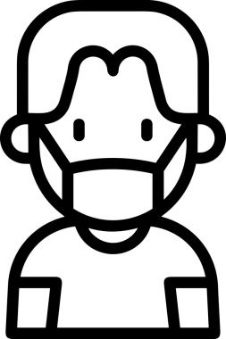 Black and white face mask icon symbol vector illustration in minimal simple style graphic design element for modern artwork clean outline sketch flat pictogram abstract template contour editable isolated digital png format for web ui