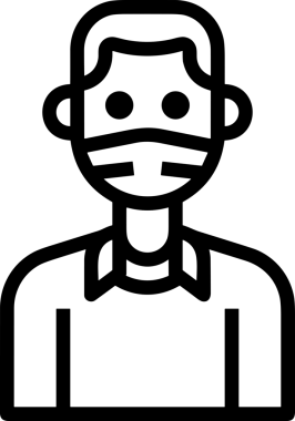 Black and white face mask icon symbol vector illustration in minimal simple style graphic design element for modern artwork clean outline sketch flat pictogram abstract template contour editable isolated digital png format for web ui