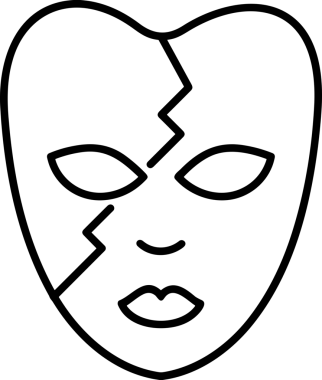 Black and white face mask icon symbol vector illustration in minimal simple style graphic design element for modern artwork clean outline sketch flat pictogram abstract template contour editable isolated digital png format for web ui