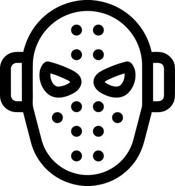 Black and white face mask icon symbol vector illustration in minimal simple style graphic design element for modern artwork clean outline sketch flat pictogram abstract template contour editable isolated digital png format for web ui