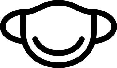 Black and white face mask icon symbol vector illustration in minimal simple style graphic design element for modern artwork clean outline sketch flat pictogram abstract template contour editable isolated digital png format for web ui