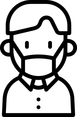 Black and white face mask icon symbol vector illustration in minimal simple style graphic design element for modern artwork clean outline sketch flat pictogram abstract template contour editable isolated digital png format for web ui