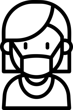 Black and white face mask icon symbol vector illustration in minimal simple style graphic design element for modern artwork clean outline sketch flat pictogram abstract template contour editable isolated digital png format for web ui