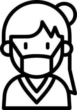 Black and white face mask icon symbol vector illustration in minimal simple style graphic design element for modern artwork clean outline sketch flat pictogram abstract template contour editable isolated digital png format for web ui