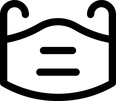 Black and white face mask icon symbol vector illustration in minimal simple style graphic design element for modern artwork clean outline sketch flat pictogram abstract template contour editable isolated digital png format for web ui