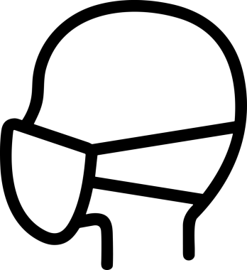 Black and white face mask icon symbol vector illustration in minimal simple style graphic design element for modern artwork clean outline sketch flat pictogram abstract template contour editable isolated digital png format for web ui