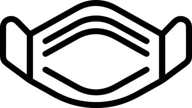 Black and white face mask icon symbol vector illustration in minimal simple style graphic design element for modern artwork clean outline sketch flat pictogram abstract template contour editable isolated digital png format for web ui