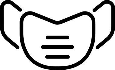 Black and white face mask icon symbol vector illustration in minimal simple style graphic design element for modern artwork clean outline sketch flat pictogram abstract template contour editable isolated digital png format for web ui