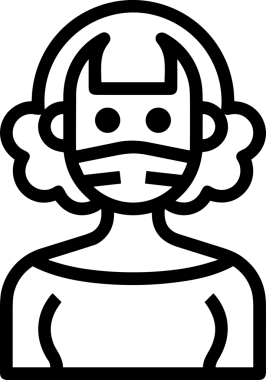 Black and white face mask icon symbol vector illustration in minimal simple style graphic design element for modern artwork clean outline sketch flat pictogram abstract template contour editable isolated digital png format for web ui