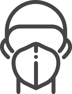 Black and white face mask icon symbol vector illustration in minimal simple style graphic design element for modern artwork clean outline sketch flat pictogram abstract template contour editable isolated digital png format for web ui