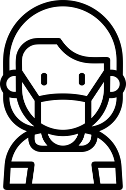 Black and white face mask icon symbol vector illustration in minimal simple style graphic design element for modern artwork clean outline sketch flat pictogram abstract template contour editable isolated digital png format for web ui