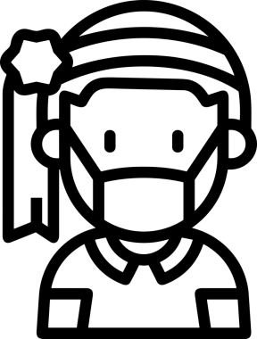 Black and white face mask icon symbol vector illustration in minimal simple style graphic design element for modern artwork clean outline sketch flat pictogram abstract template contour editable isolated digital png format for web ui