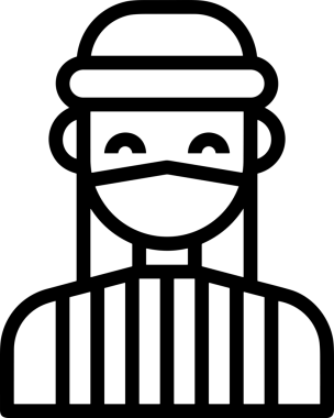 Black and white face mask icon symbol vector illustration in minimal simple style graphic design element for modern artwork clean outline sketch flat pictogram abstract template contour editable isolated digital png format for web ui