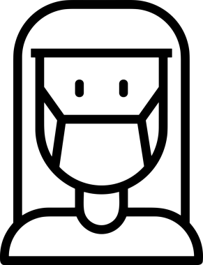 Black and white face mask icon symbol vector illustration in minimal simple style graphic design element for modern artwork clean outline sketch flat pictogram abstract template contour editable isolated digital png format for web ui