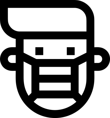 Black and white face mask icon symbol vector illustration in minimal simple style graphic design element for modern artwork clean outline sketch flat pictogram abstract template contour editable isolated digital png format for web ui