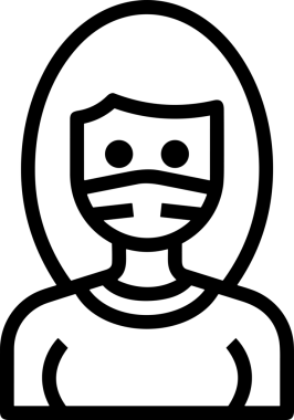 Black and white face mask icon symbol vector illustration in minimal simple style graphic design element for modern artwork clean outline sketch flat pictogram abstract template contour editable isolated digital png format for web ui