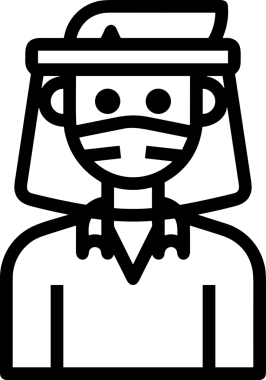 Black and white face mask icon symbol vector illustration in minimal simple style graphic design element for modern artwork clean outline sketch flat pictogram abstract template contour editable isolated digital png format for web ui