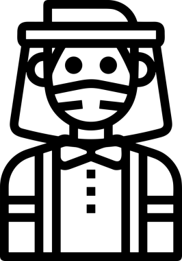 Black and white face mask icon symbol vector illustration in minimal simple style graphic design element for modern artwork clean outline sketch flat pictogram abstract template contour editable isolated digital png format for web ui