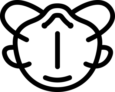 Black and white face mask icon symbol vector illustration in minimal simple style graphic design element for modern artwork clean outline sketch flat pictogram abstract template contour editable isolated digital png format for web ui