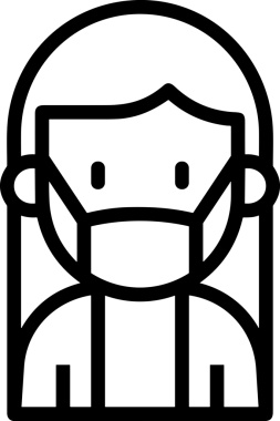 Black and white face mask icon symbol vector illustration in minimal simple style graphic design element for modern artwork clean outline sketch flat pictogram abstract template contour editable isolated digital png format for web ui