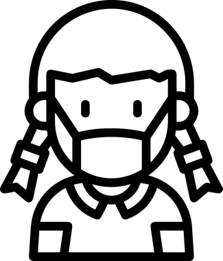 Black and white face mask icon symbol vector illustration in minimal simple style graphic design element for modern artwork clean outline sketch flat pictogram abstract template contour editable isolated digital png format for web ui