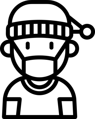 Black and white face mask icon symbol vector illustration in minimal simple style graphic design element for modern artwork clean outline sketch flat pictogram abstract template contour editable isolated digital png format for web ui