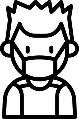 Black and white face mask icon symbol vector illustration in minimal simple style graphic design element for modern artwork clean outline sketch flat pictogram abstract template contour editable isolated digital png format for web ui