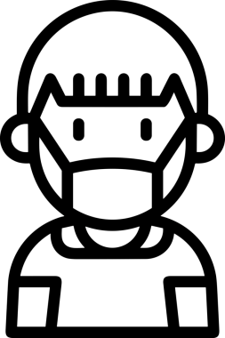 Black and white face mask icon symbol vector illustration in minimal simple style graphic design element for modern artwork clean outline sketch flat pictogram abstract template contour editable isolated digital png format for web ui