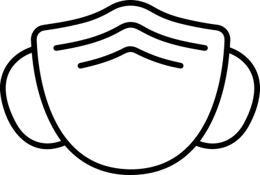 Black and white face mask icon symbol vector illustration in minimal simple style graphic design element for modern artwork clean outline sketch flat pictogram abstract template contour editable isolated digital png format for web ui