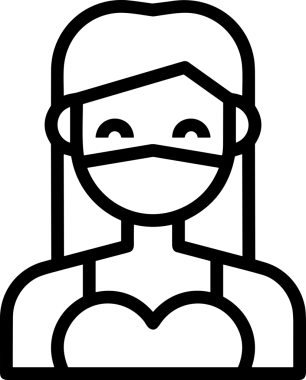 Black and white face mask icon symbol vector illustration in minimal simple style graphic design element for modern artwork clean outline sketch flat pictogram abstract template contour editable isolated digital png format for web ui